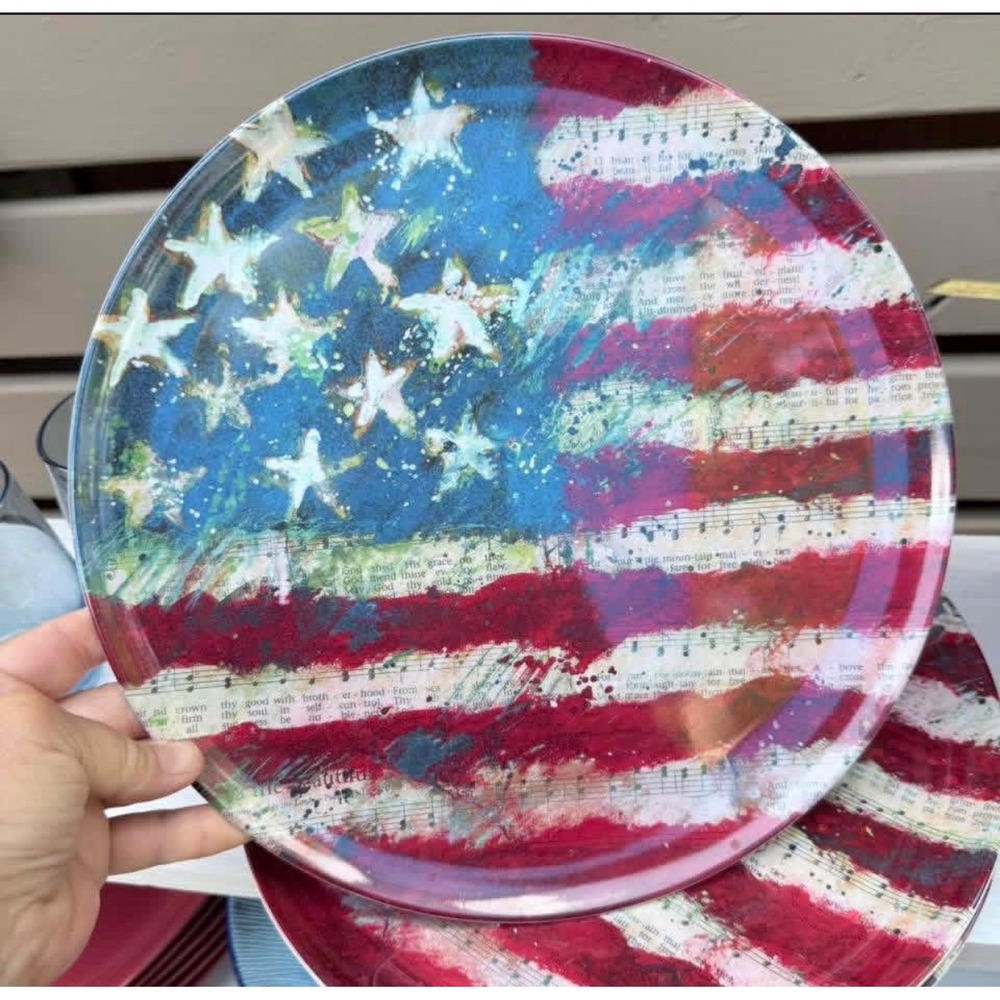 Susan Winget Melamine Plates - Set of 4 America 250 Patriotic 4th of July Decor